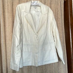 NWT Coldwater Creek Wm 16 off white blazer  jacket 100% linen